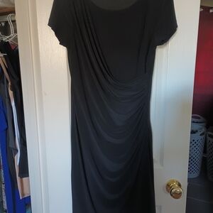 Ronni Nicole Black Draped Midi Dress